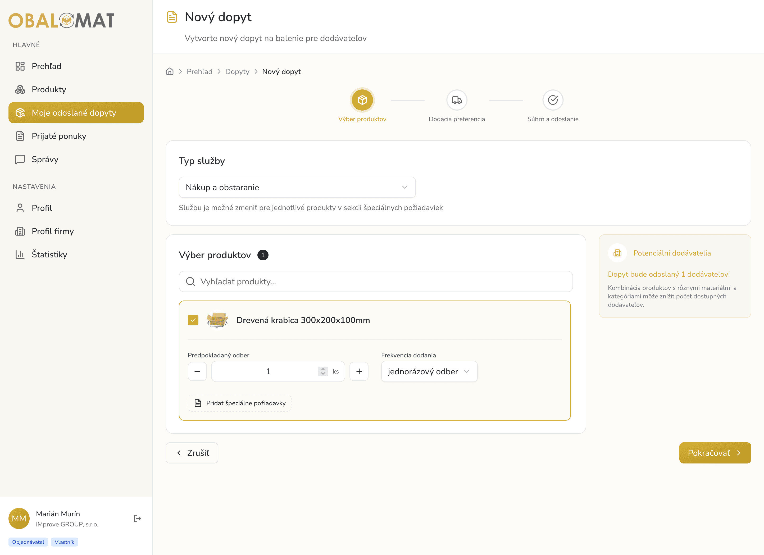 Zadanie požiadavky / dopytu